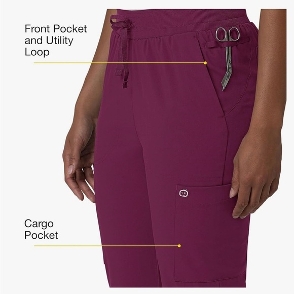 NWT WonderWink Women's Flex-n-Reach Track Scrub Pant 1X Tall - Picture 3 of 5